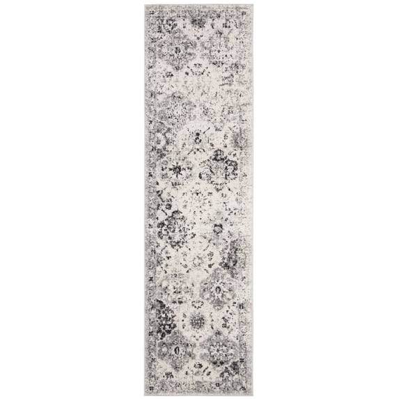 SAFAVIEH Madison Judith Distressed Runner Rug, Silver/Grey, 2'3" x 20' - Transitional Modern Design, Silver & Grey, Non-Shedding & Easy Cleaning, Ideal for Living Room, Bedroom, Dining Space, Entrywa