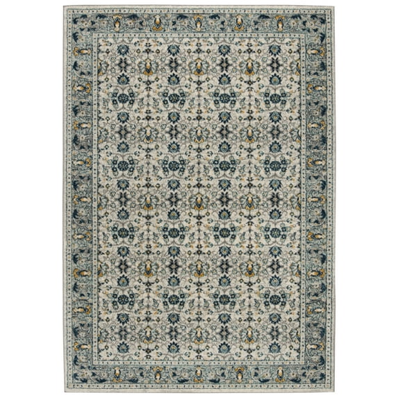 SAFAVIEH Madison Julian Floral Bordered Area Rug, Ivory/Navy, 3' x 5'