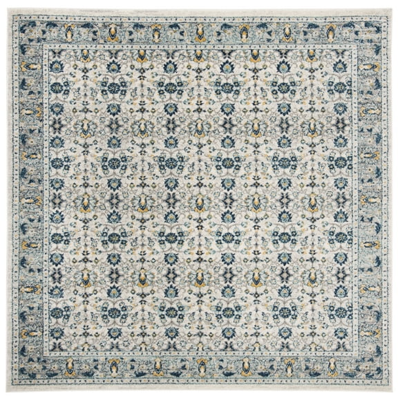SAFAVIEH Madison Julian Oriental Area Rug, Ivory/Navy, 6'7" x 6'7" Square