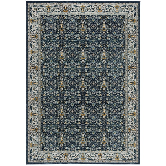 SAFAVIEH Madison Julian Floral Bordered Area Rug, Navy/Cream, 3' x 5'