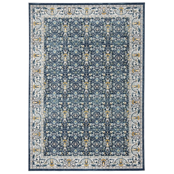 SAFAVIEH Madison Julian Floral Bordered Area Rug, Navy/Cream, 5'3" x 7'6"
