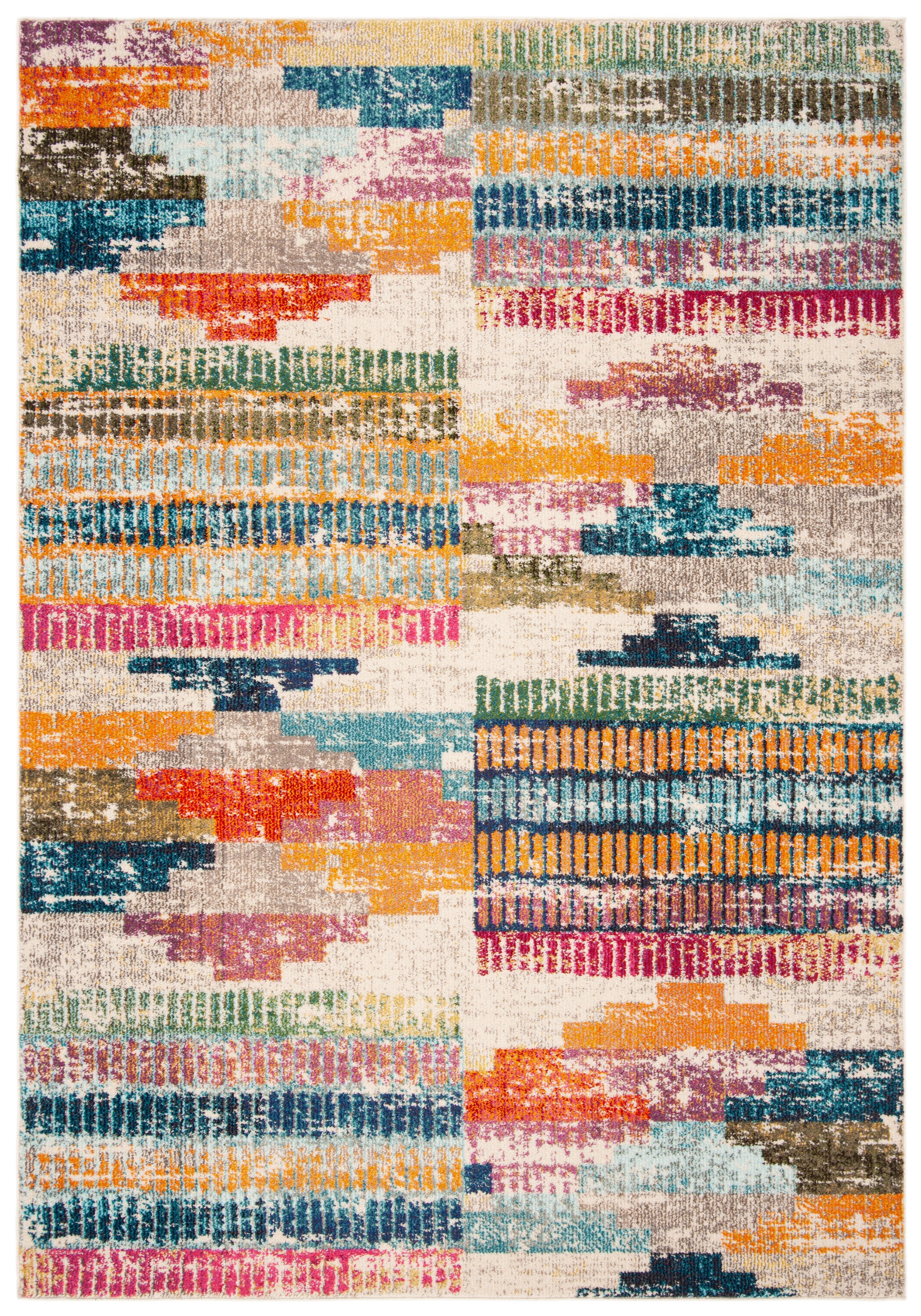 Ivory Multicolor Hand-knotted Synthetic 4' x 6' Area Rug
