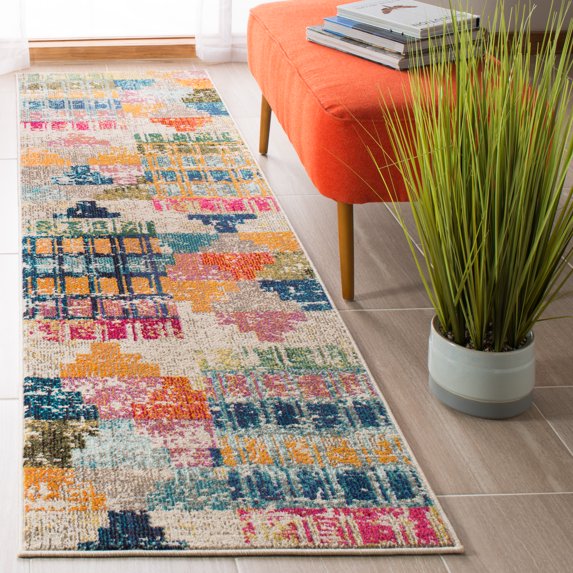 SAFAVIEH Madison Jytte Abstract Runner Rug, Ivory/Multi, 2'2" x 6'