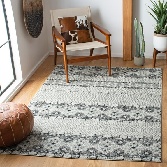 SAFAVIEH Madison Kandace Abstract Area Rug, Charcoal/Grey, 8' x 10'