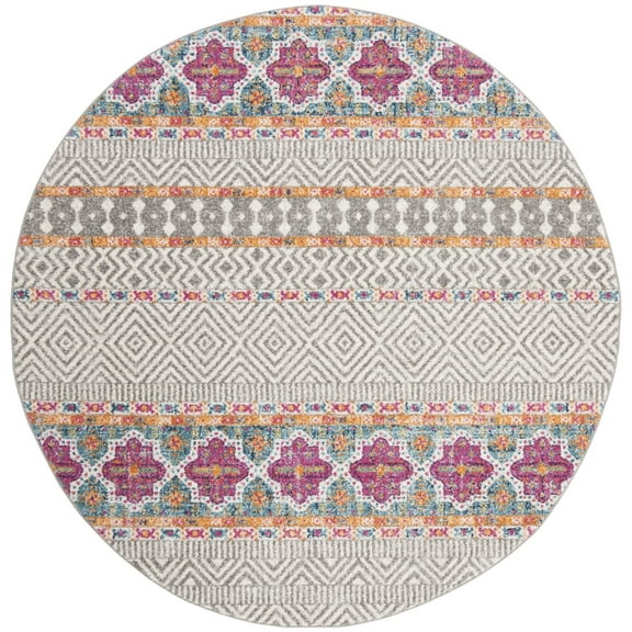SAFAVIEH Madison Kandace Abstract Area Rug, Grey/Ivory, 4' x 4' Round