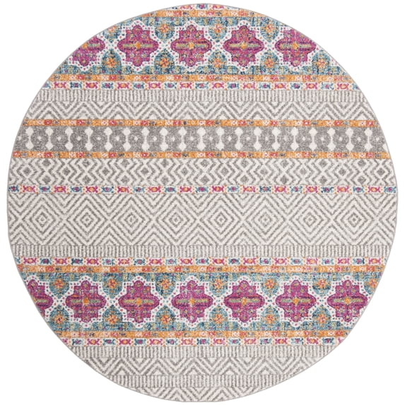 SAFAVIEH Madison Kandace Abstract Area Rug, Grey/Ivory, 6'7" x 6'7" Round