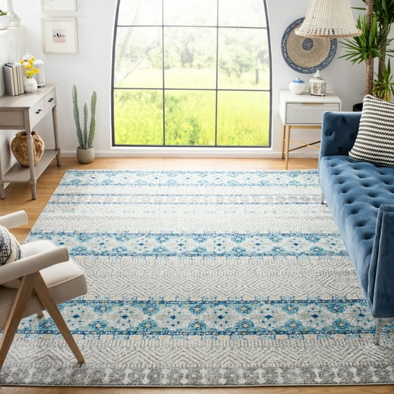 SAFAVIEH Madison Kandace Abstract Area Rug, Grey/Turquoise, 3' x 5'