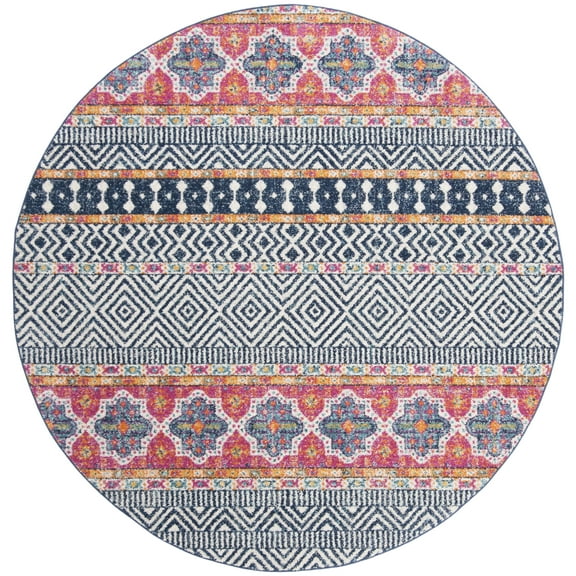 SAFAVIEH Madison Kandace Abstract Area Rug, Navy/Ivory, 11' x 11' Round