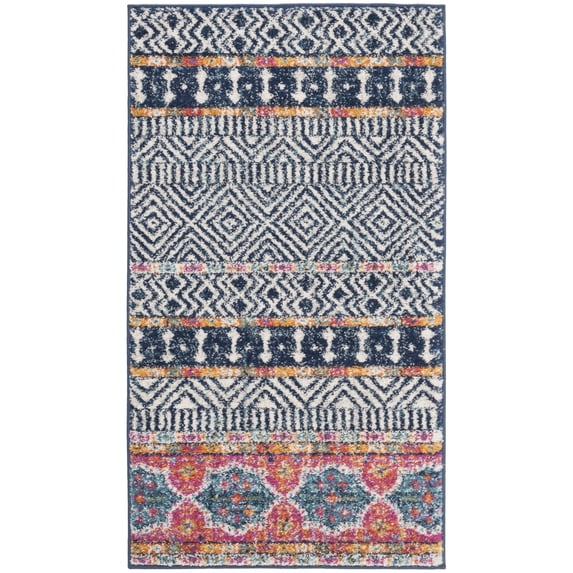 SAFAVIEH Madison Kandace Abstract Area Rug, Navy/Ivory, 3' x 5'