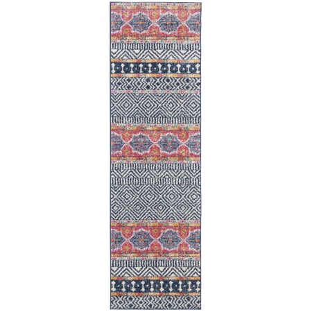 SAFAVIEH Madison Kandace Abstract Runner Rug, Navy/Ivory, 2'3" x 10'