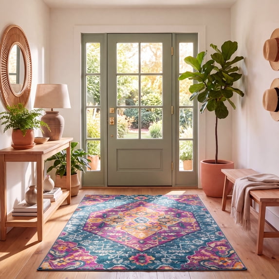 Safavieh Madison Karissa Floral Area Rug, Blue/Fuchsia, 5'1" x 7'6"