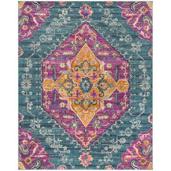 SAFAVIEH Madison Karissa Floral Area Rug, Blue/Fuchsia, 8' x 10'