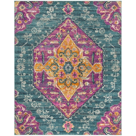SAFAVIEH Madison Karissa Floral Area Rug, Blue/Fuchsia, 9' x 12'