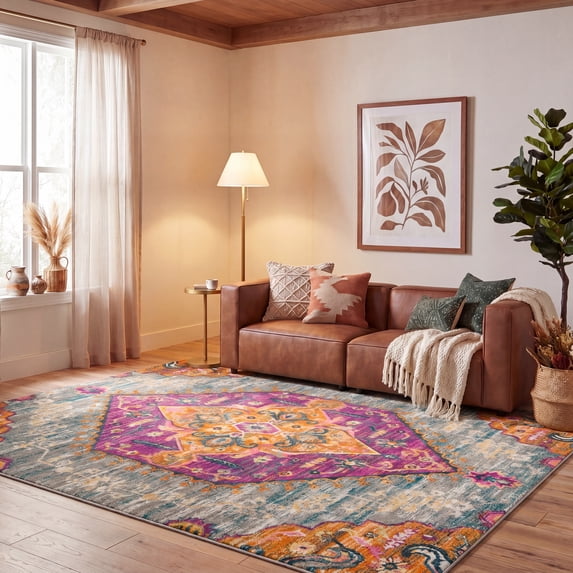 Safavieh Madison Karissa Floral Area Rug, Light Gray/Fuchsia, 8' x 10'