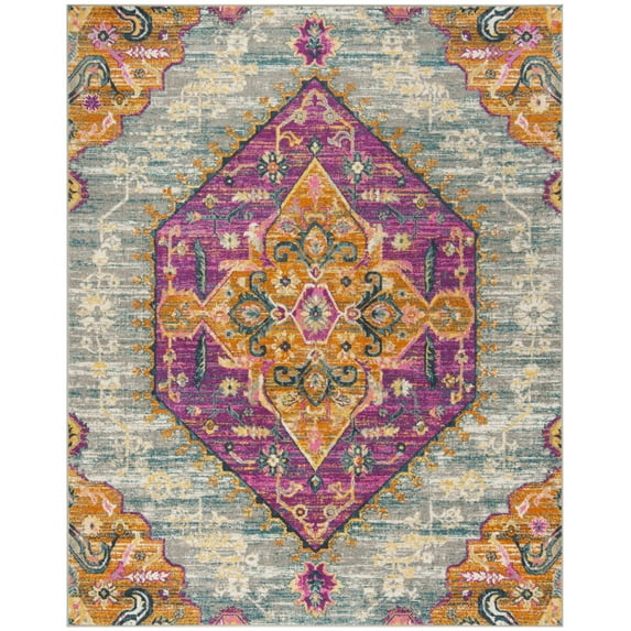 SAFAVIEH Madison Karissa Floral Area Rug, Light Grey/Fuchsia, 8' x 10'
