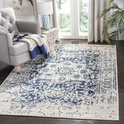 SAFAVIEH Madison Katina Oriental Area Rug, Cream/Navy, 6'7" x 9'2" - Traditional Design, Cream & Navy, Non-Shedding & Easy Cleaning, Ideal for Living Room, Bedroom, Dining Space