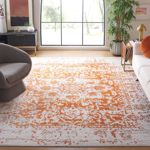 Safavieh Madison Rug Collection Traditional Power Loomed Orange/Ivory Oriental Area Rugs, 8' x 10', Stain Resistant