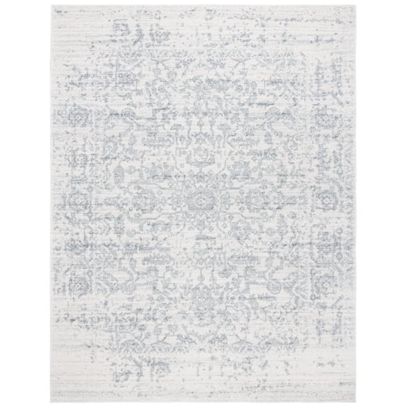 SAFAVIEH Madison Katina Oriental Area Rug, Silver/Ivory, 8' x 10' - Large - Traditional Design, Silver & Ivory, Non-Shedding & Easy Cleaning, Ideal for Living Room, Bedroom, Dining Space