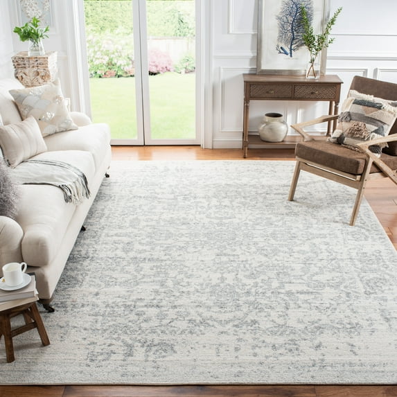 SAFAVIEH Madison Katina Oriental Area Rug, Silver/Ivory, 9' x 12' - Large - Traditional Design, Silver & Ivory, Non-Shedding & Easy Cleaning, Ideal for Living Room, Bedroom, Dining Space