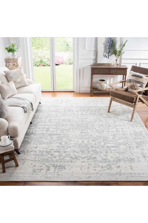 Madison Katina Oriental Area Rug, Silver/Ivory, 9' x 12' - Large - Traditional Design, Silver & Ivory, Non-Shedding & Easy Cleaning, Ideal for Living Room, Bedroom, Dining Space