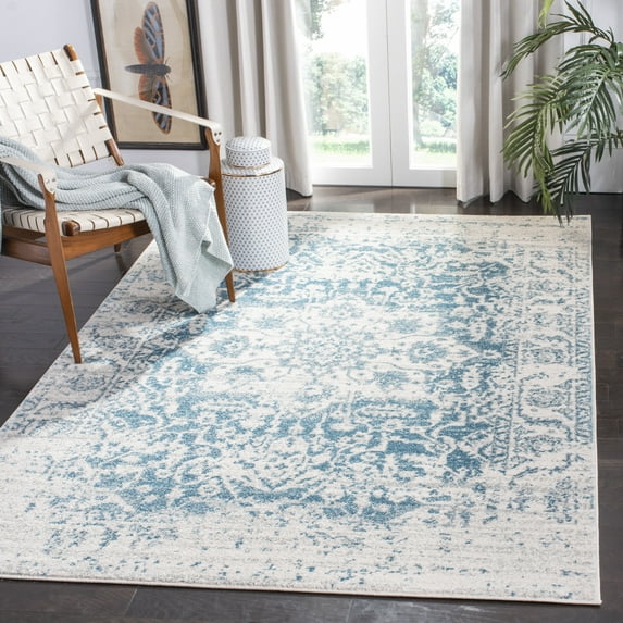 SAFAVIEH Madison Katina Oriental Area Rug, Teal/Ivory, 6'7" x 9'2" - Traditional Design, Teal & Ivory, Non-Shedding & Easy Cleaning, Ideal for Living Room, Bedroom, Dining Space