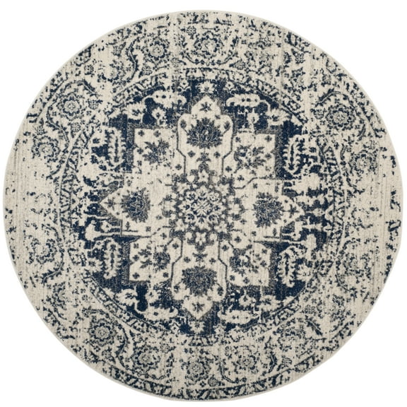 SAFAVIEH Madison Katina Traditional Area Rug, Cream/Navy, 10' x 10' Round