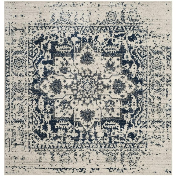 SAFAVIEH Madison Katina Traditional Area Rug, Cream/Navy, 9' x 9' Square