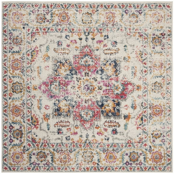 SAFAVIEH Madison Katina Traditional Area Rug, Fuchsia/Ivory, 8' x 8' Square