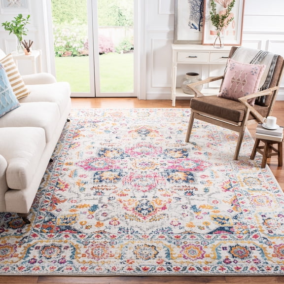 SAFAVIEH Madison Katina Traditional Area Rug, Fuchsia/Ivory, 9' x 12' - Large - Traditional Design, Fuchsia & Ivory, Non-Shedding & Easy Cleaning, Ideal for Living Room, Bedroom, Dining Space