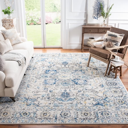 SAFAVIEH Madison Katina Traditional Area Rug, Grey/Ivory, 10' x 10' Square - Large - Traditional Design, Grey & Ivory, Non-Shedding & Easy Cleaning, Ideal for Living Room, Bedroom, Dining Space