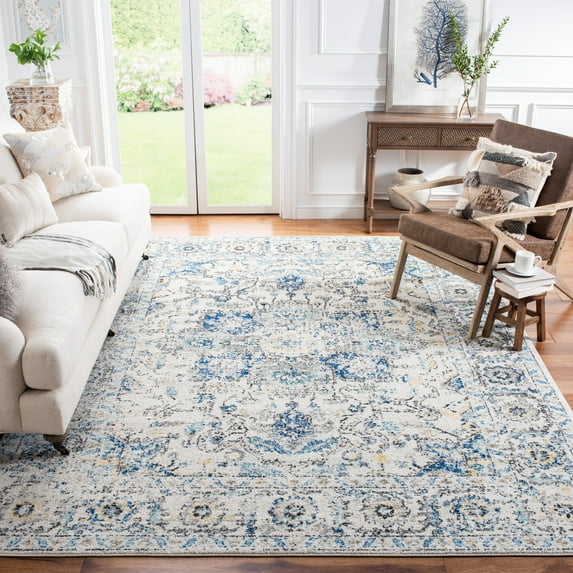 SAFAVIEH Madison Katina Traditional Area Rug, Grey/Ivory, 11' x 11' Square - Large - Traditional Design, Grey & Ivory, Non-Shedding & Easy Cleaning, Ideal for Living Room, Bedroom, Dining Space