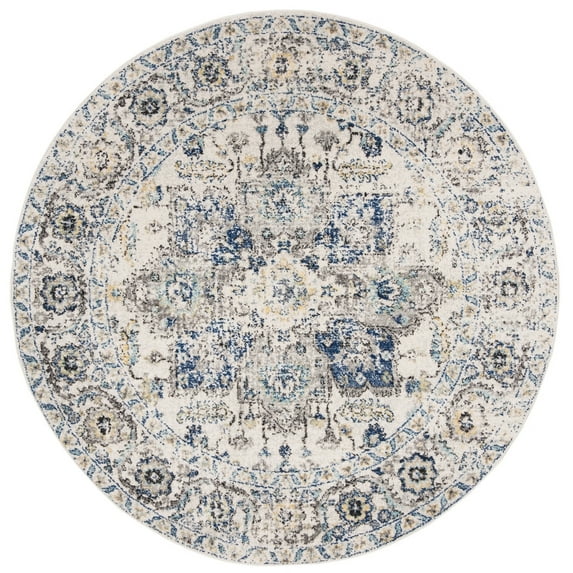SAFAVIEH Madison Katina Traditional Area Rug, Grey/Ivory, 5'3" x 5'3" Round