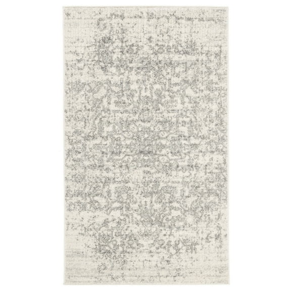 SAFAVIEH Madison Katina Traditional Area Rug, Silver/Ivory, 3' x 5' - Traditional Design, Silver & Ivory, Non-Shedding & Easy Cleaning, Ideal for Living Room, Bedroom, Dining Space, Entryway, Bathroo