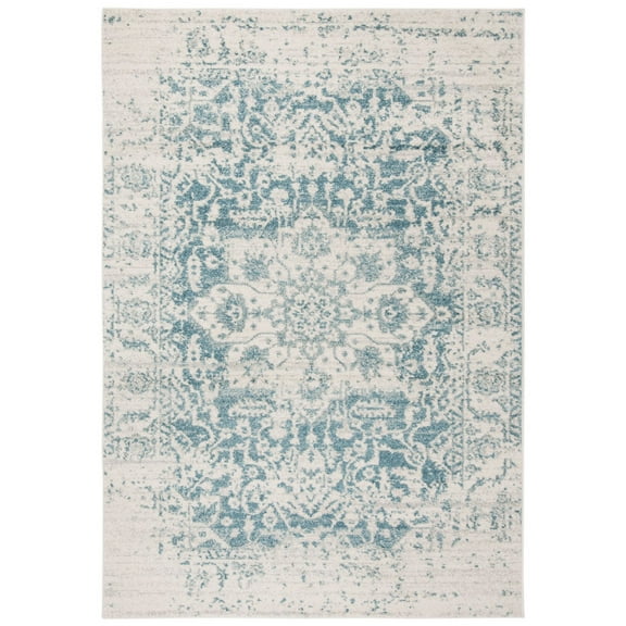 SAFAVIEH Area Rug 5'3"x7'6" - Madison Collection - Traditional Design, Teal & Ivory, Non-Shedding & Easy Cleaning, Ideal for Living Room, Bedroom, Dining Space (MAD603J)