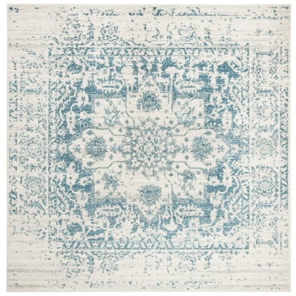 SAFAVIEH Madison Katina Traditional Area Rug, Teal/Ivory, 9' x 9' Square