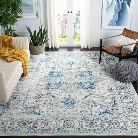 SAFAVIEH Madison Katina Traditional Area Rug, Turquoise/Ivory, 12' x 18' - X-Large - Traditional Design, Turquoise & Ivory, Non-Shedding & Easy Cleaning, Ideal for Living Room, Bedroom, Dining Space