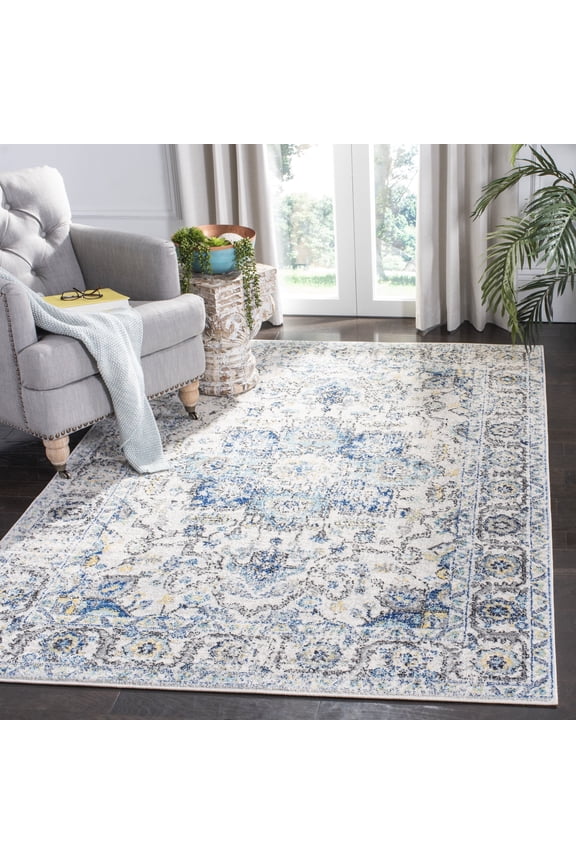 Madison Katina Traditional Area Rug, Turquoise/Ivory, 4' x 4' Square - Traditional Design, Turquoise & Ivory, Non-Shedding & Easy Cleaning, Ideal for Living Room, Bedroom, Dining Space