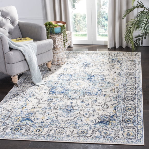 SAFAVIEH Madison Katina Traditional Area Rug, Turquoise/Ivory, 5'1\" x 7'6\" - Traditional Design, Turquoise & Ivory, Non-Shedding & Easy Cleaning, Ideal for Living Room, Bedroom, Dining Space