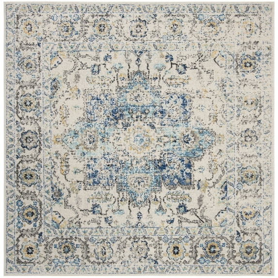 SAFAVIEH Madison Katina Traditional Area Rug, Turquoise/Ivory, 8' x 8' Square