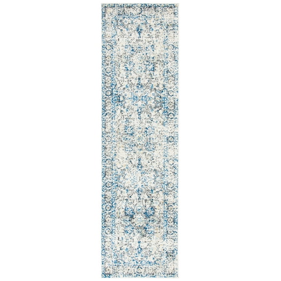 SAFAVIEH Madison Katina Traditional Oriental Runner Rug, Grey/Ivory, 2'3" x 8'
