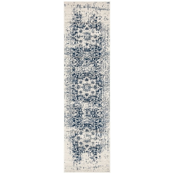 SAFAVIEH Madison Katina Traditional Runner Rug, Cream/Navy, 2'3" x 16'