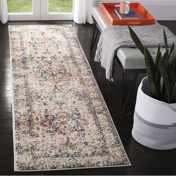 SAFAVIEH Madison Katina Traditional Runner Rug, Fuchsia/Ivory, 2'3" x 12' - Traditional Design, Fuchsia & Ivory, Non-Shedding & Easy Cleaning, Ideal for Living Room, Bedroom, Dining Space, Entryway,
