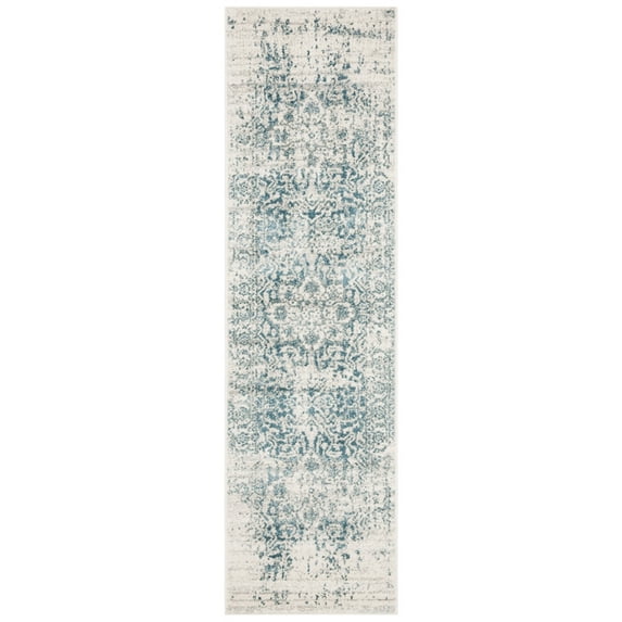 SAFAVIEH Madison Katina Traditional Runner Rug, Teal/Ivory, 2'3" x 16'