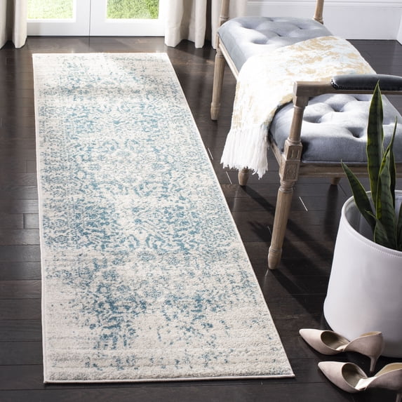 SAFAVIEH Madison Katina Traditional Runner Rug, Teal/Ivory, 2'3" x 6' - Traditional Design, Teal & Ivory, Non-Shedding & Easy Cleaning, Ideal for Living Room, Bedroom, Dining Space, Entryway, Hallway