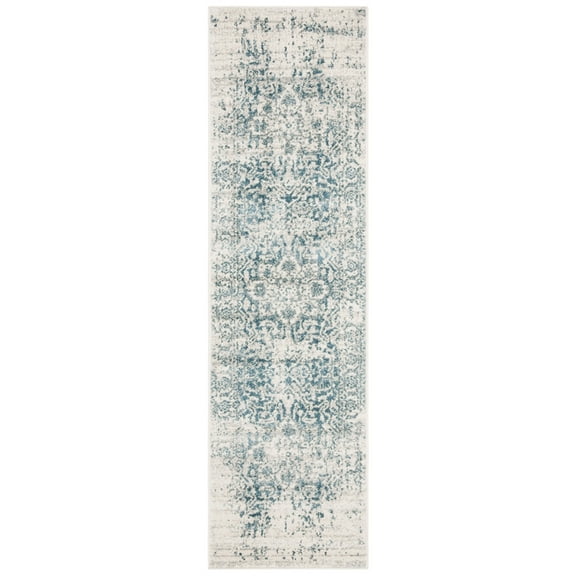 SAFAVIEH Madison Katina Traditional Runner Rug, Teal/Ivory, 2'3" x 6'