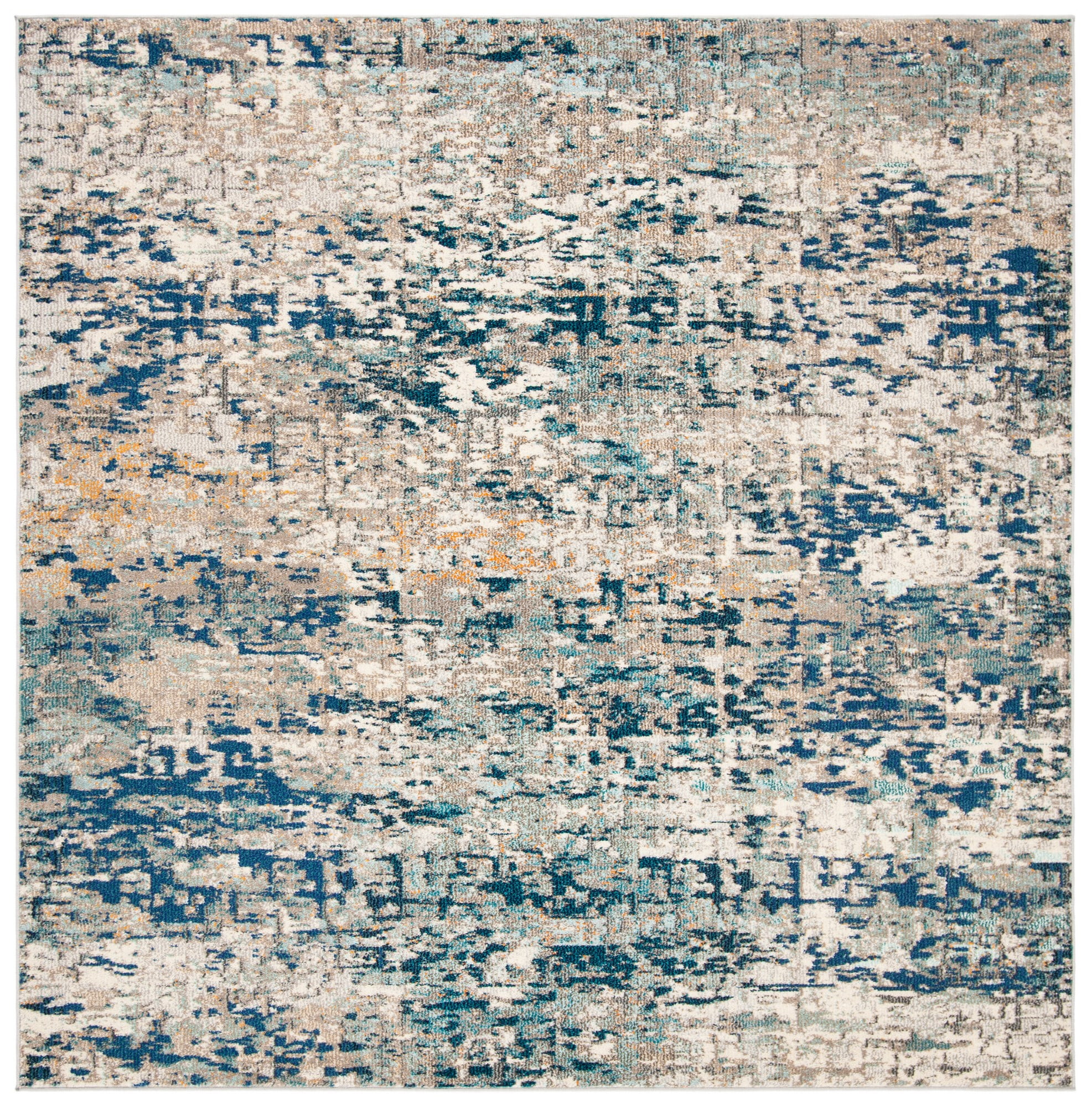 Madison 9' Square Gray and Blue Abstract Synthetic Rug