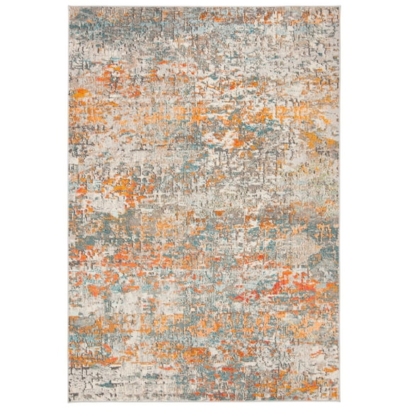 SAFAVIEH Madison Kebo Abstract Area Rug, Grey/Orange, 2'2" x 4'