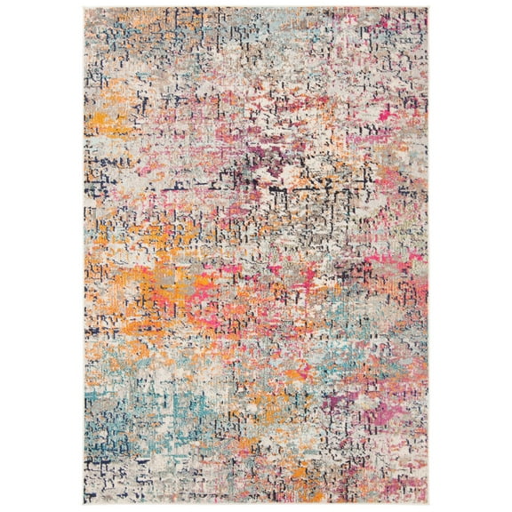 SAFAVIEH Madison Kebo Abstract Area Rug, Grey/Pink, 5'3" x 7'6"