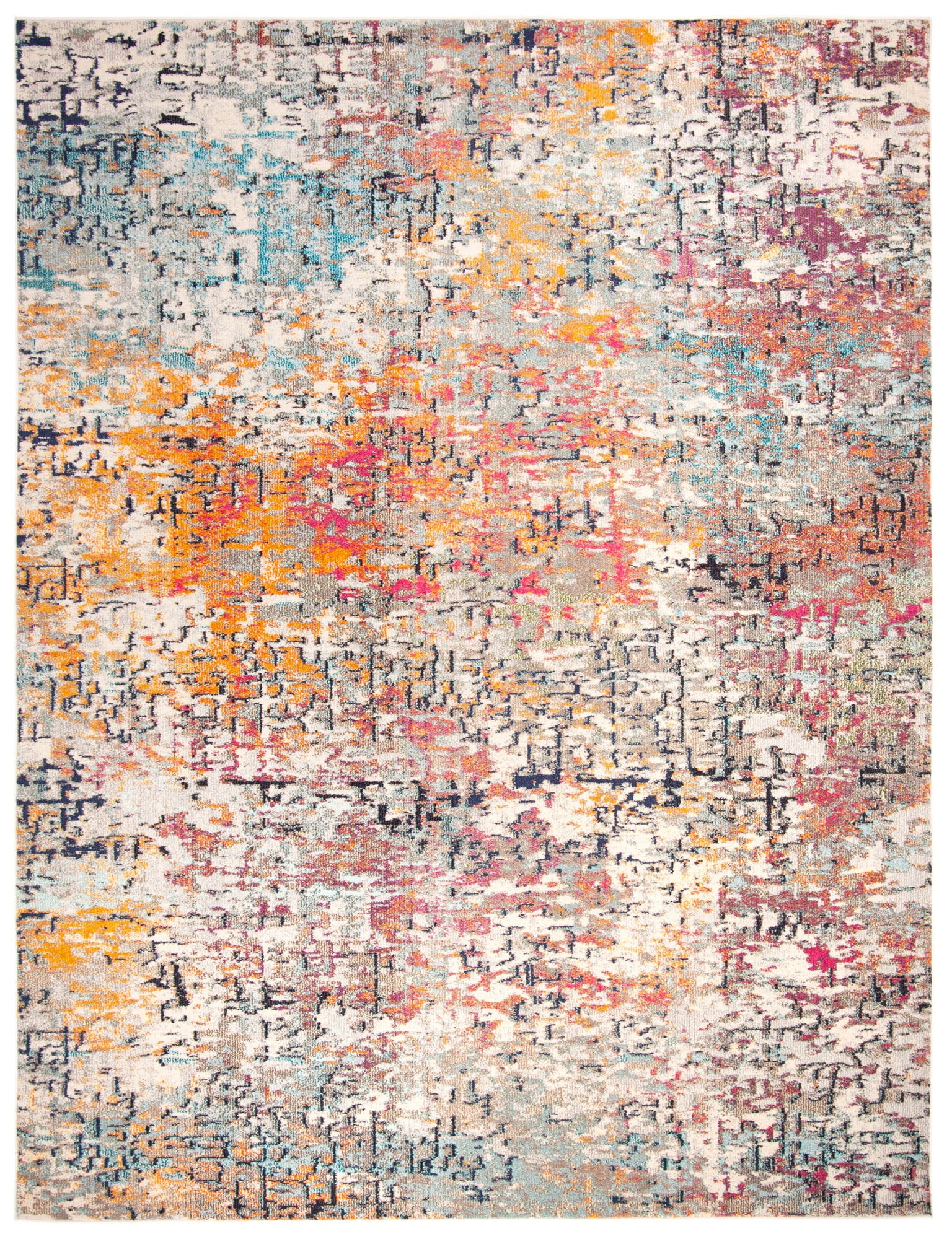 Chic Metro-Mod Grey and Pink Hand-Knotted 8' x 10' Area Rug