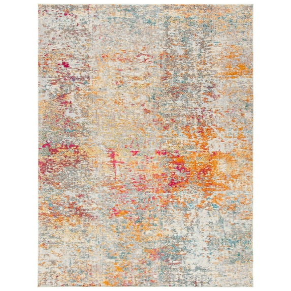 SAFAVIEH Madison Kebo Abstract Area Rug, Grey/Turquoise, 12' x 18'